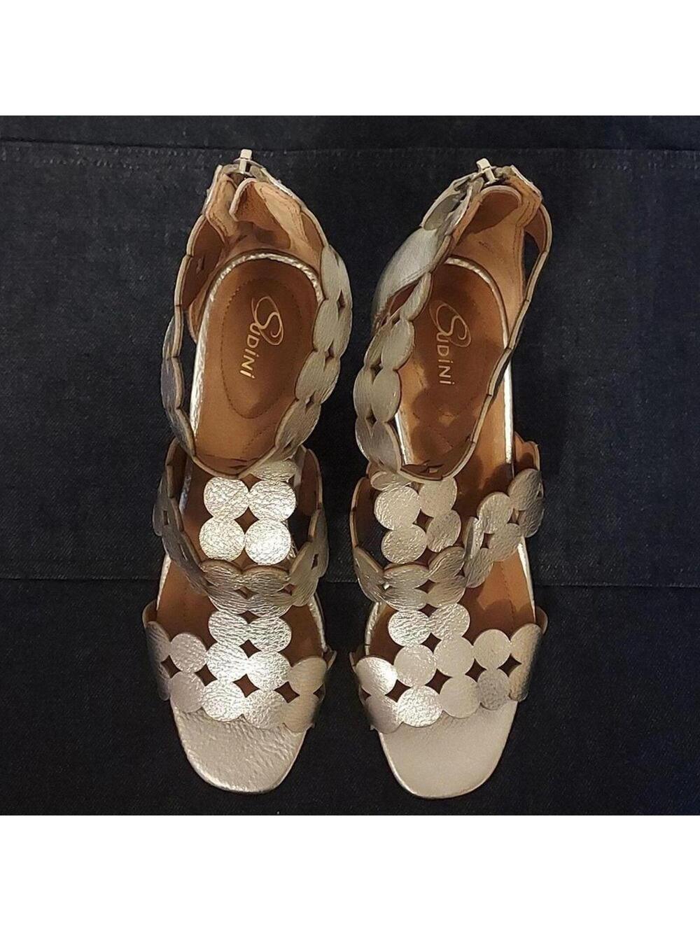 Silver Metallic Strappy Sandal Size 7 - Picture 3 of 9